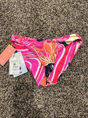 Maaji Pink & Orange Floral Print Bikini Bottoms